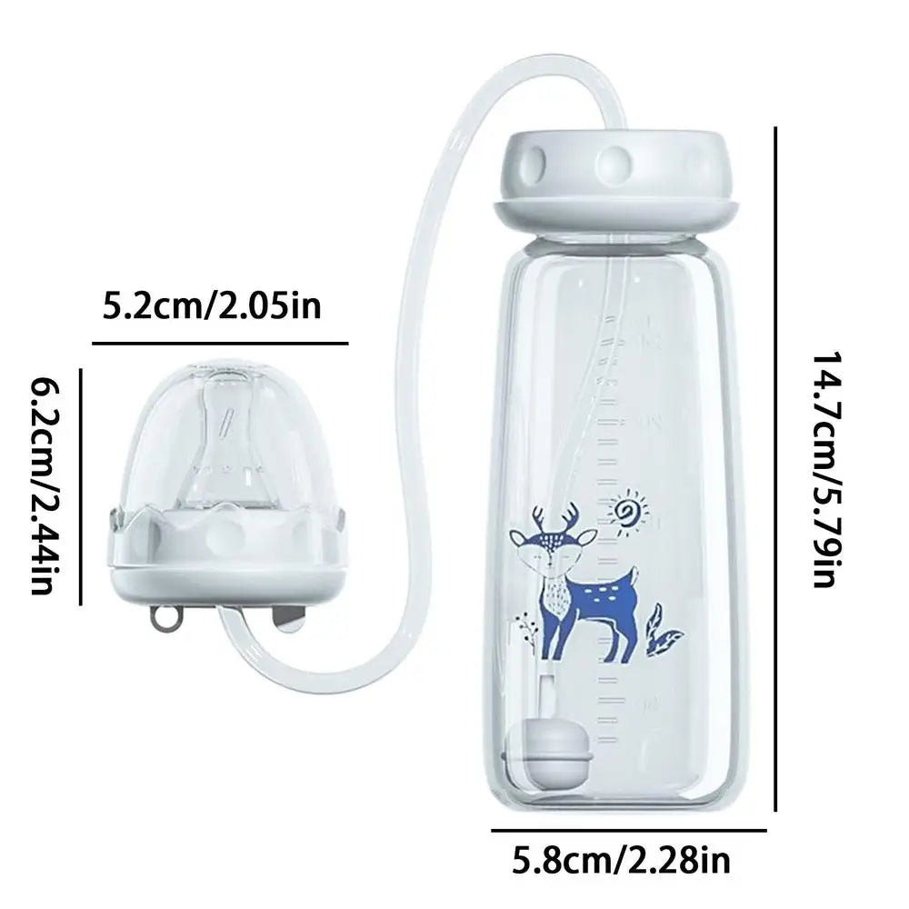 3-in-1 Baby Feeding Bottle – 240ml Wide Neck Anti-Colic Milk Bottle with Pacifier & Hands-Free Gravity Ball Design