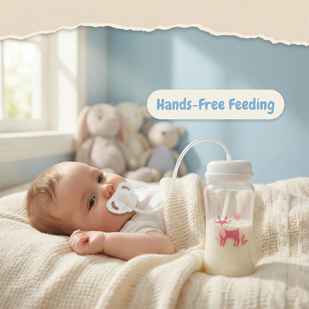 Smart 3-in-1 Baby Feeding Bottle – 300ml BPA-Free Hands-Free Anti-Colic Milk Bottle with Flexible Tube System