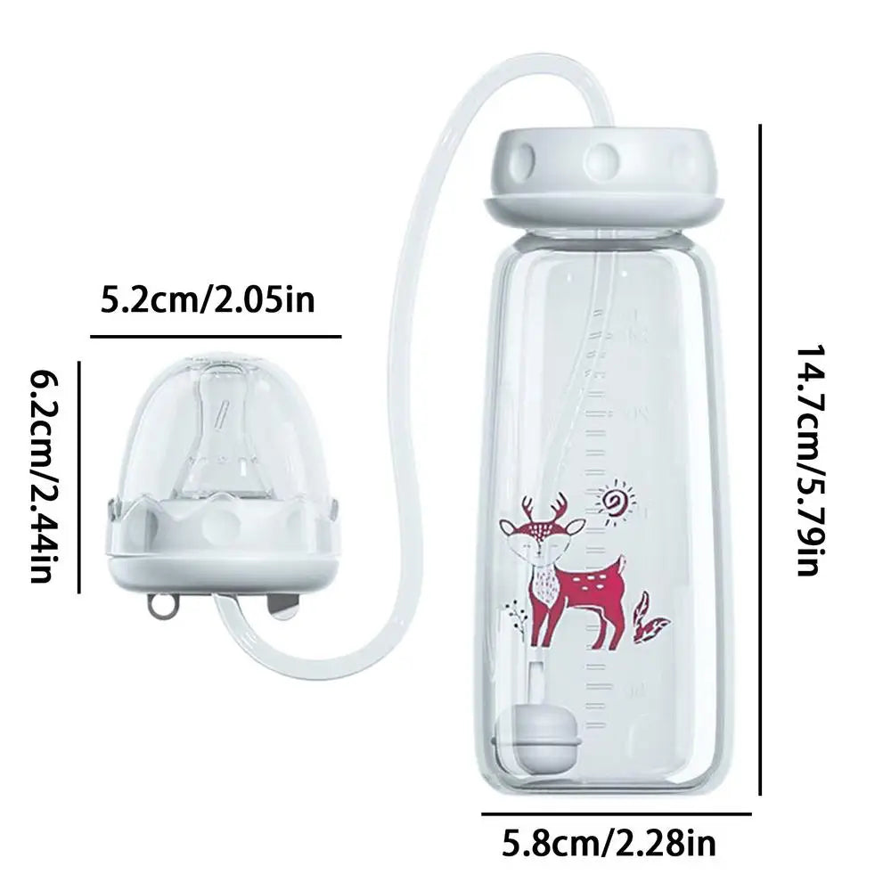 3-in-1 Baby Feeding Bottle – 240ml Wide Neck Anti-Colic Milk Bottle with Pacifier & Hands-Free Gravity Ball Design